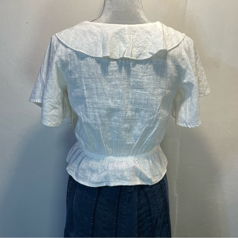 #0253 Billabong White Ruffled Peplum Blouse-S - Picture 5 of 7
